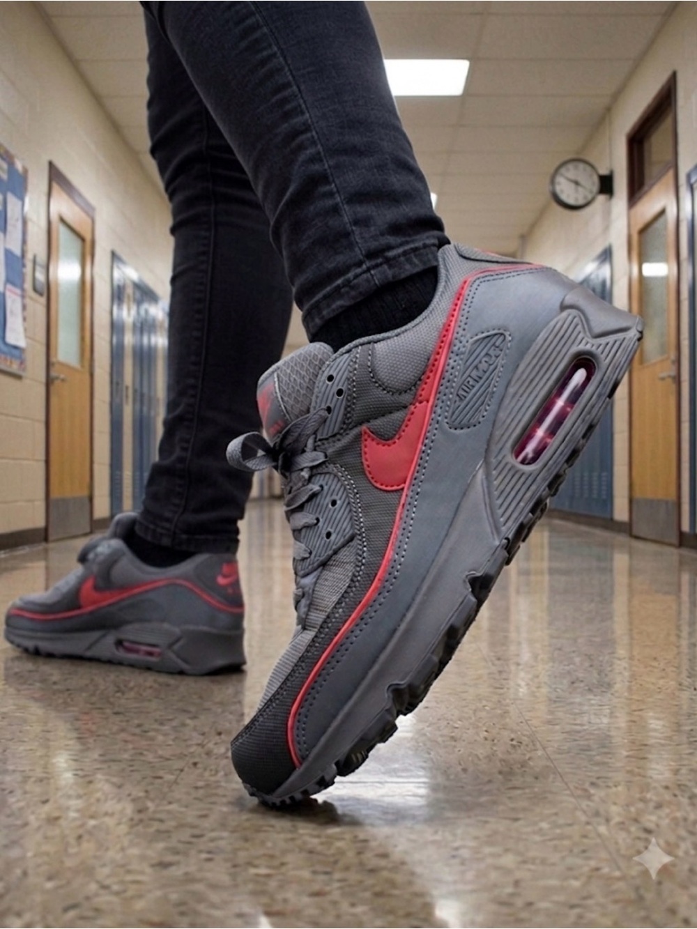 Nike Air Max 90 Premium 'Iron Grey University Red' Size 9 Men NEW
